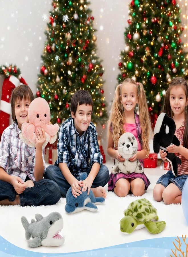 ماوجولان مجموعة ماوغولان المكونة من 6 قطع من ألعاب الحيوانات البحرية القطيفة، حيوانات محشوة للأطفال، هدايا حفلات كبيرة الحجم مع 10 قطع من حيوانات قطيفة مثل الحوت والقرش والسلحفاة والفقمة والأوركا والأخطبوط، زينة للفصول الدراسية، هدايا عيد الميلاد وعيد الحب - Image 2